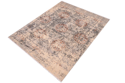 handmade Modern Kafkaz Beige Grey Hand Knotted RECTANGLE 100% WOOL area rug 9' x 12'