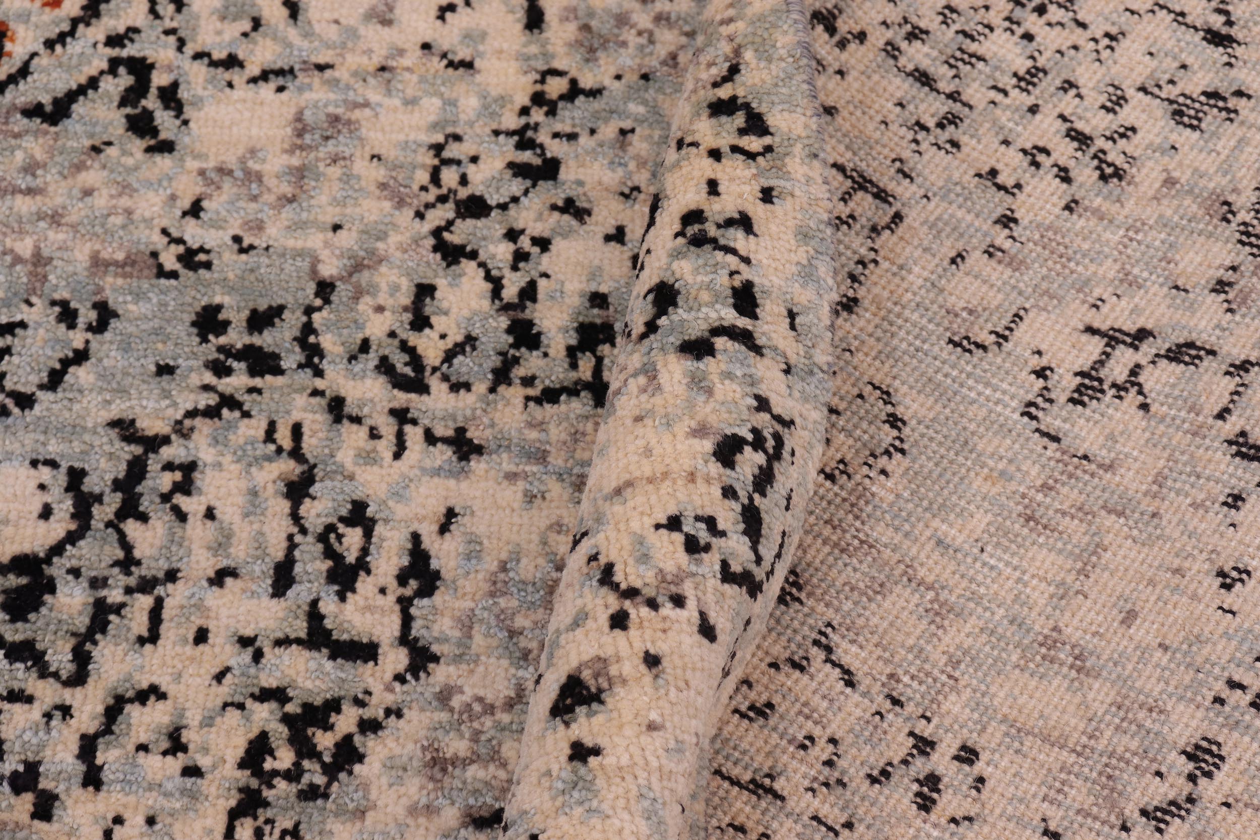handmade Modern Kafkaz Beige Grey Hand Knotted RECTANGLE 100% WOOL area rug 9' x 12'