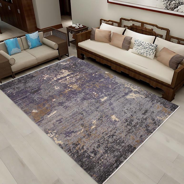 handmade Modern Kafkaz Grey Ivory Hand Knotted RECTANGLE WOOL&SILK area rug 9X12