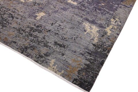 handmade Modern Kafkaz Grey Ivory Hand Knotted RECTANGLE WOOL&SILK area rug 9' x 12'