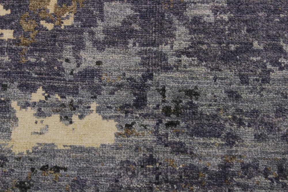 handmade Modern Kafkaz Grey Ivory Hand Knotted RECTANGLE WOOL&SILK area rug 9X12