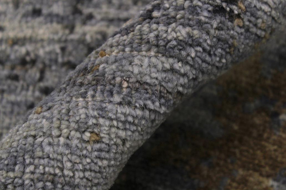 handmade Modern Kafkaz Grey Ivory Hand Knotted RECTANGLE WOOL&SILK area rug 9X12