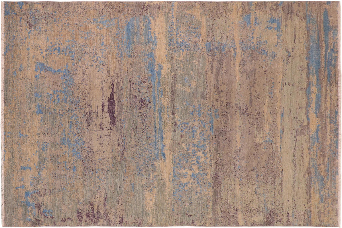 handmade Modern Kafkaz Grey Blue Hand Knotted RECTANGLE 100% WOOL area rug 10' x 14'