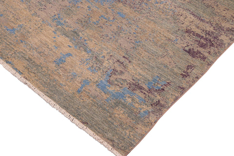 handmade Modern Kafkaz Grey Blue Hand Knotted RECTANGLE 100% WOOL area rug 10' x 14'