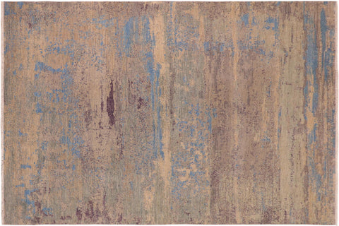 handmade Modern Kafkaz Grey Blue Hand Knotted RECTANGLE 100% WOOL area rug 10' x 14'