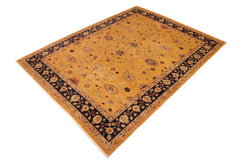 handmade Traditional Kafkaz Gold Blue Hand Knotted RECTANGLE 100% WOOL area rug 10X13