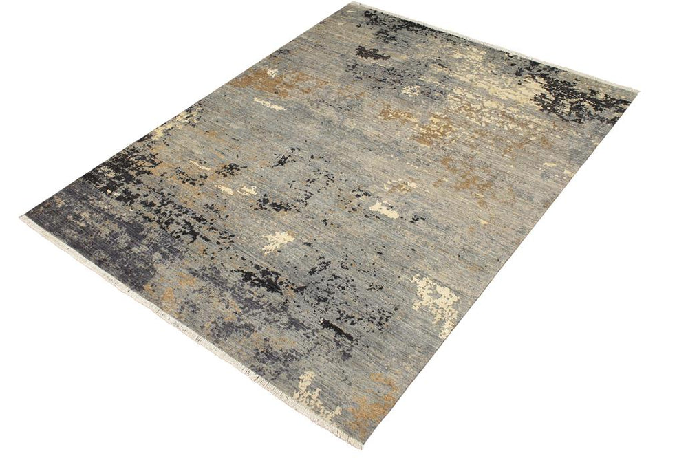 handmade Modern Modern Gray Blue Hand Knotted RECTANGLE WOOL&SILK area rug 8X10