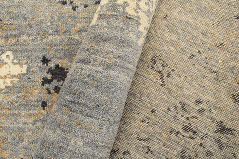 handmade Modern Modern Gray Blue Hand Knotted RECTANGLE WOOL&SILK area rug 8' x 10'