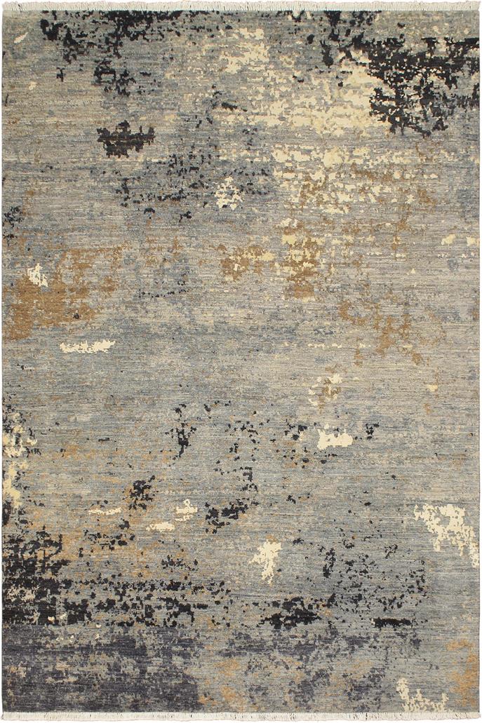 handmade Modern Modern Gray Blue Hand Knotted RECTANGLE WOOL&SILK area rug 8X10