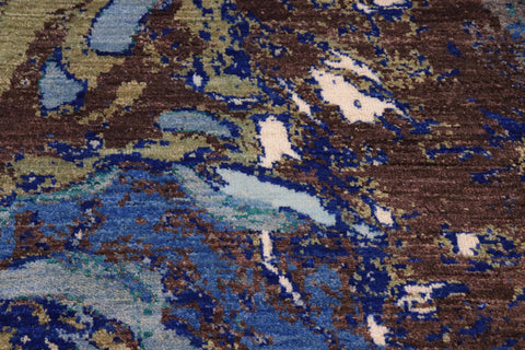 handmade Modern Kafkaz Blue Beige Hand Knotted RECTANGLE 100% WOOL area rug 8' x 10'
