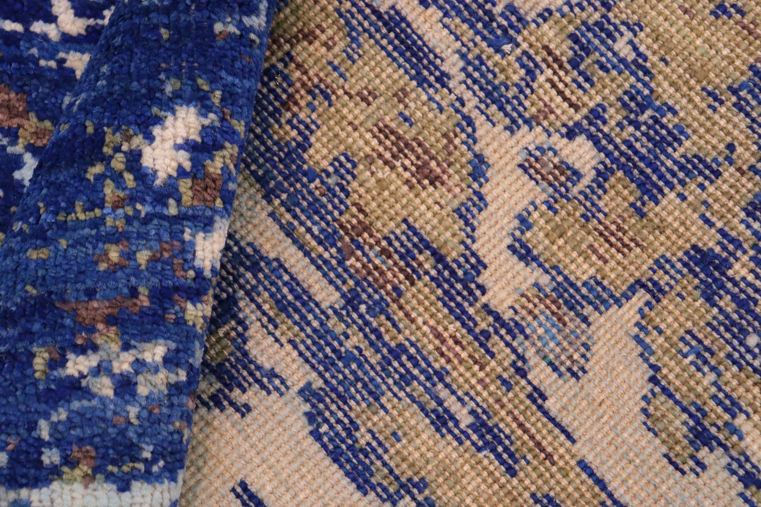 handmade Modern Kafkaz Blue Beige Hand Knotted RECTANGLE 100% WOOL area rug 8' x 10'