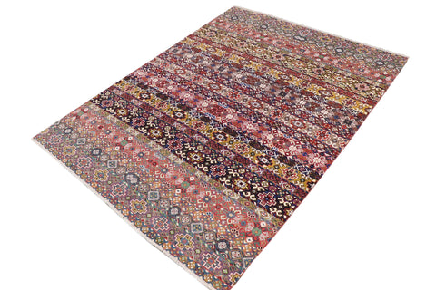 handmade Geometric Kurjean Pink Purple Hand Knotted RECTANGLE WOOL&SILK area rug 9x12