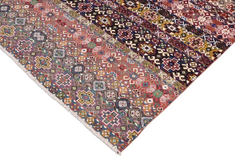 handmade Geometric Kurjean Pink Purple Hand Knotted RECTANGLE WOOL&SILK area rug 9x12