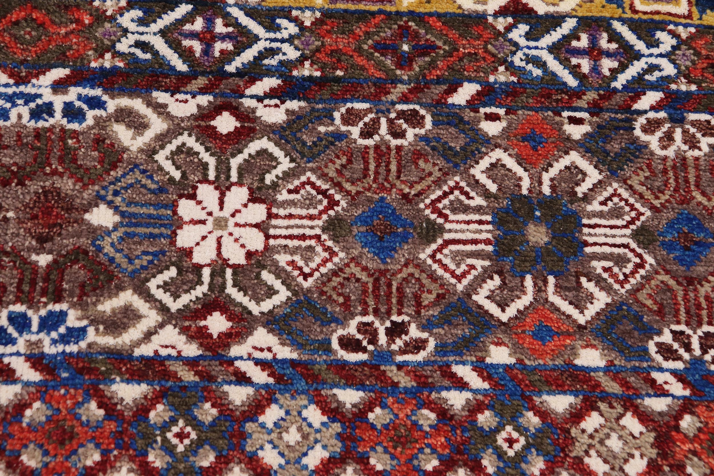 handmade Geometric Kurjean Pink Purple Hand Knotted RECTANGLE WOOL&SILK area rug 9x12