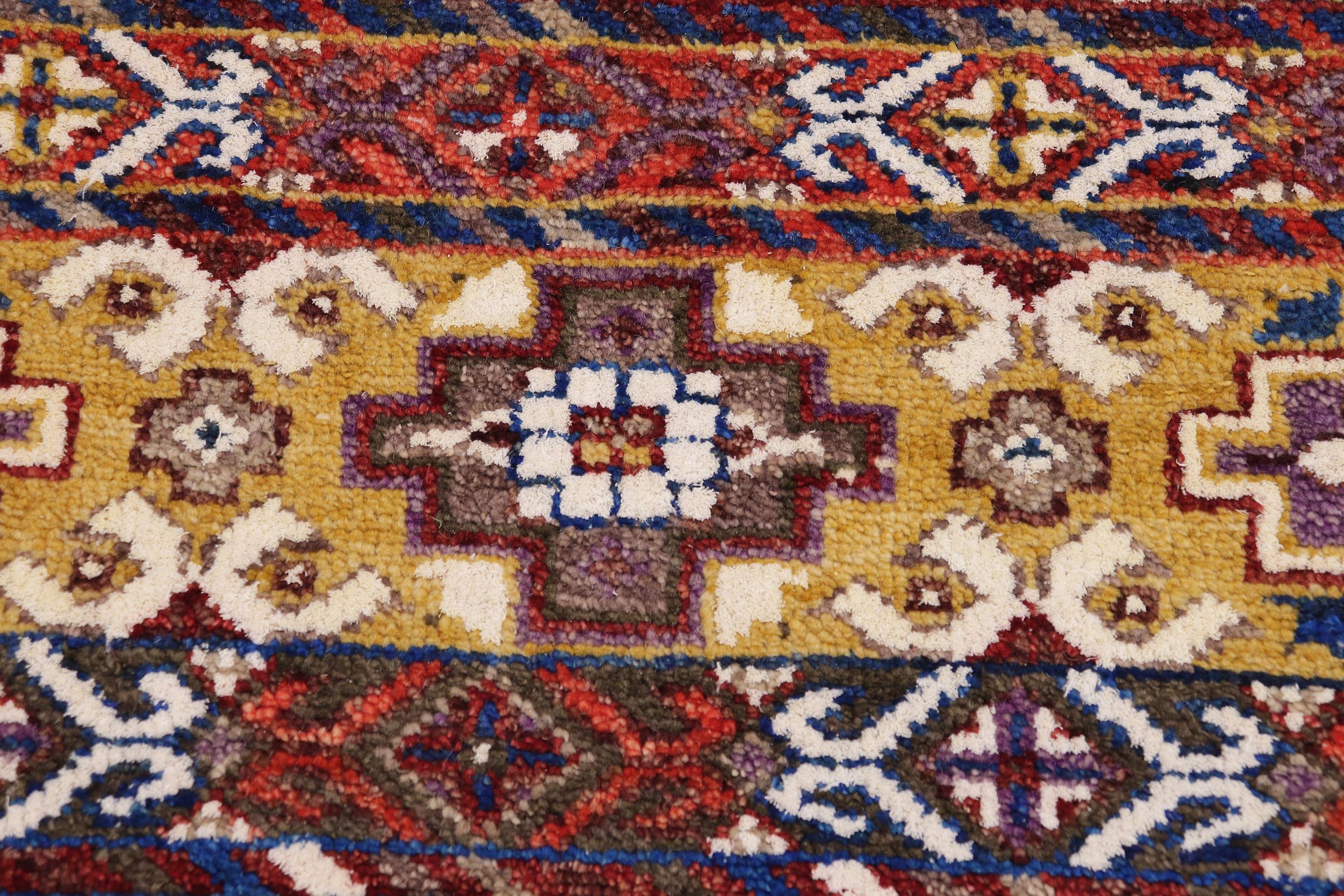 handmade Geometric Kurjean Pink Purple Hand Knotted RECTANGLE WOOL&SILK area rug 9x12