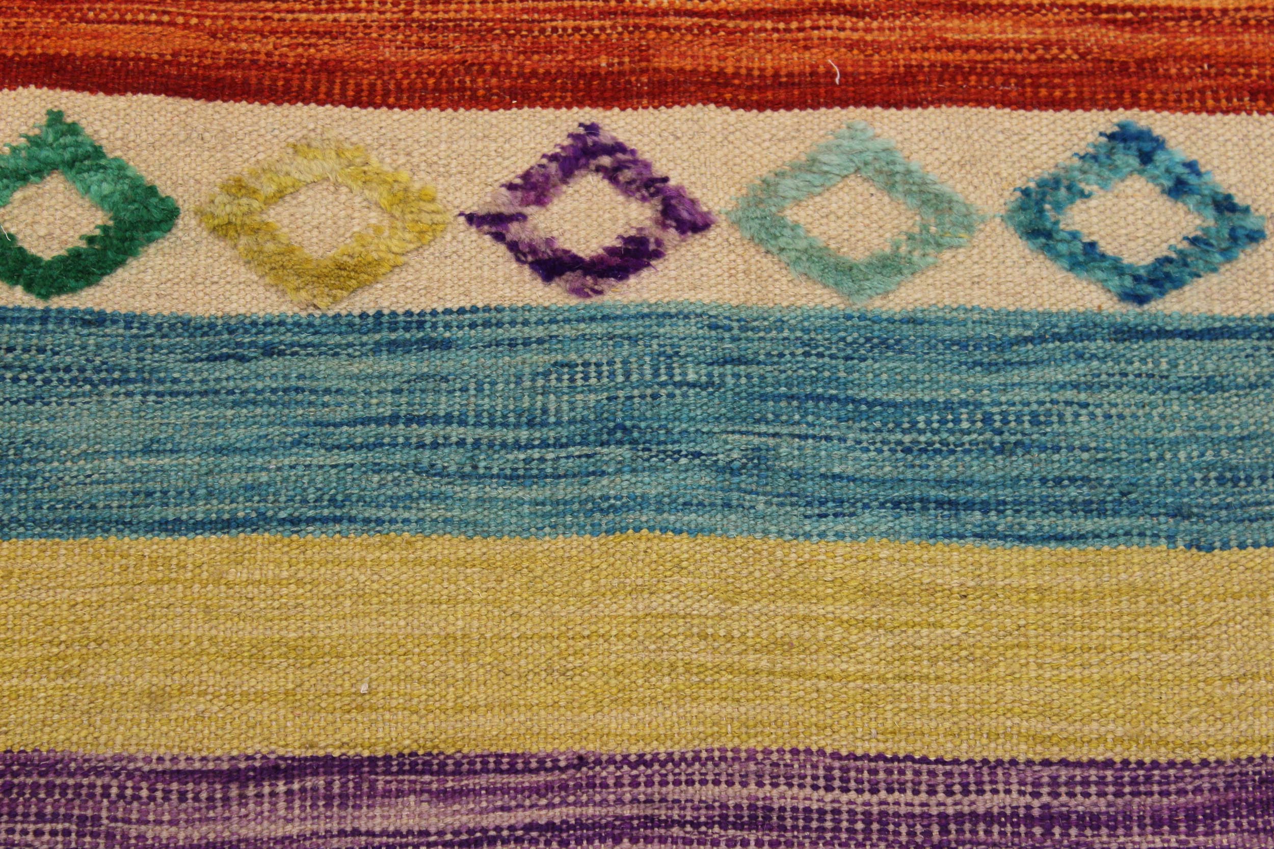 handmade Geometric Moroccan Hi Ivory Rust Hand Knotted RECTANGLE 100% WOOL area rug 10' x 13'