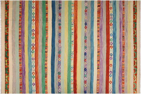 handmade Geometric Moroccan Hi Ivory Rust Hand Knotted RECTANGLE 100% WOOL area rug 10' x 13'