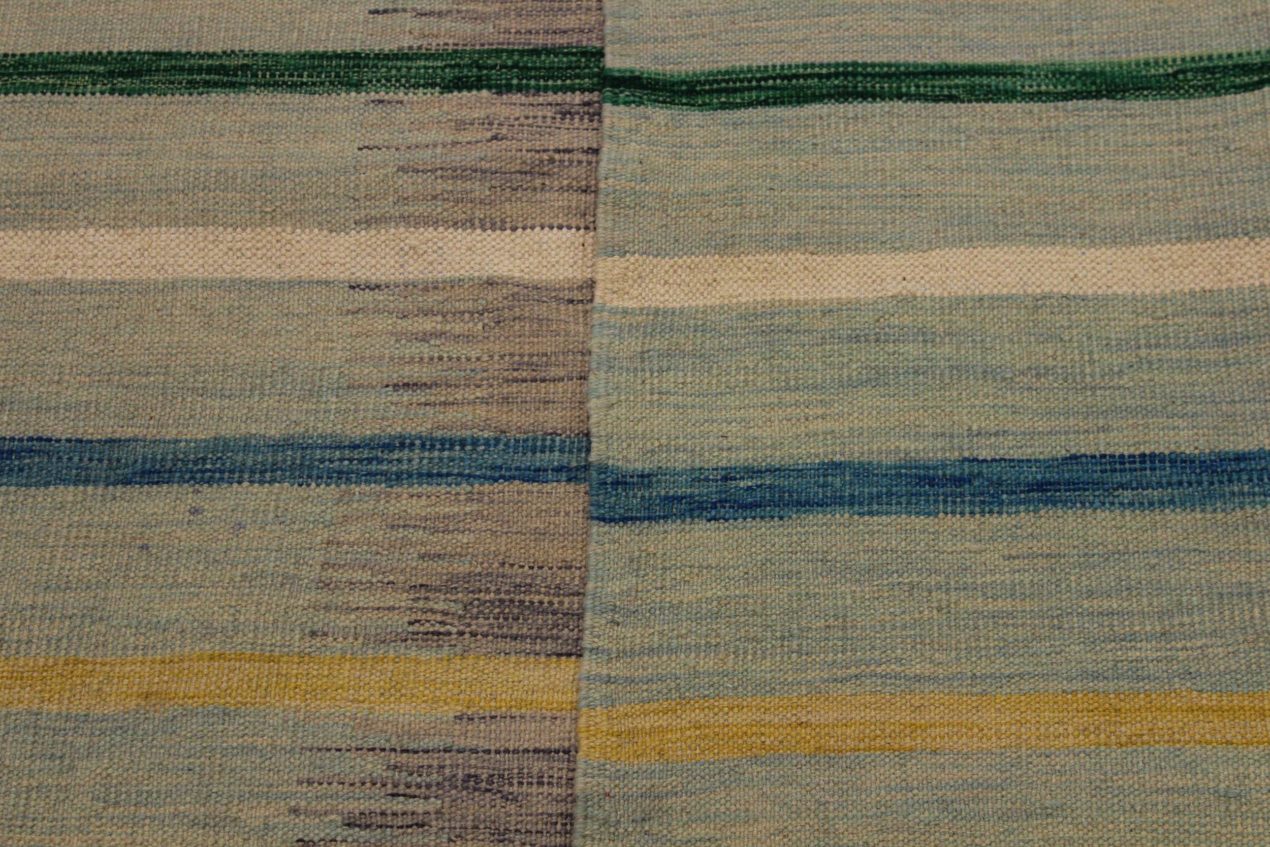 handmade Modern Kilim Grey Blue Hand-Woven RECTANGLE 100% WOOL area rug 6x8