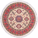 handmade Geometric Kazak Ivory Red Hand Knotted ROUND 100% WOOL area rug 5x5