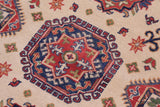 handmade Geometric Kazak Ivory Red Hand Knotted ROUND 100% WOOL area rug 5x5
