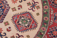 handmade Geometric Kazak Ivory Red Hand Knotted ROUND 100% WOOL area rug 5x5
