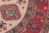 handmade Geometric Kazak Ivory Red Hand Knotted ROUND 100% WOOL area rug 5x5