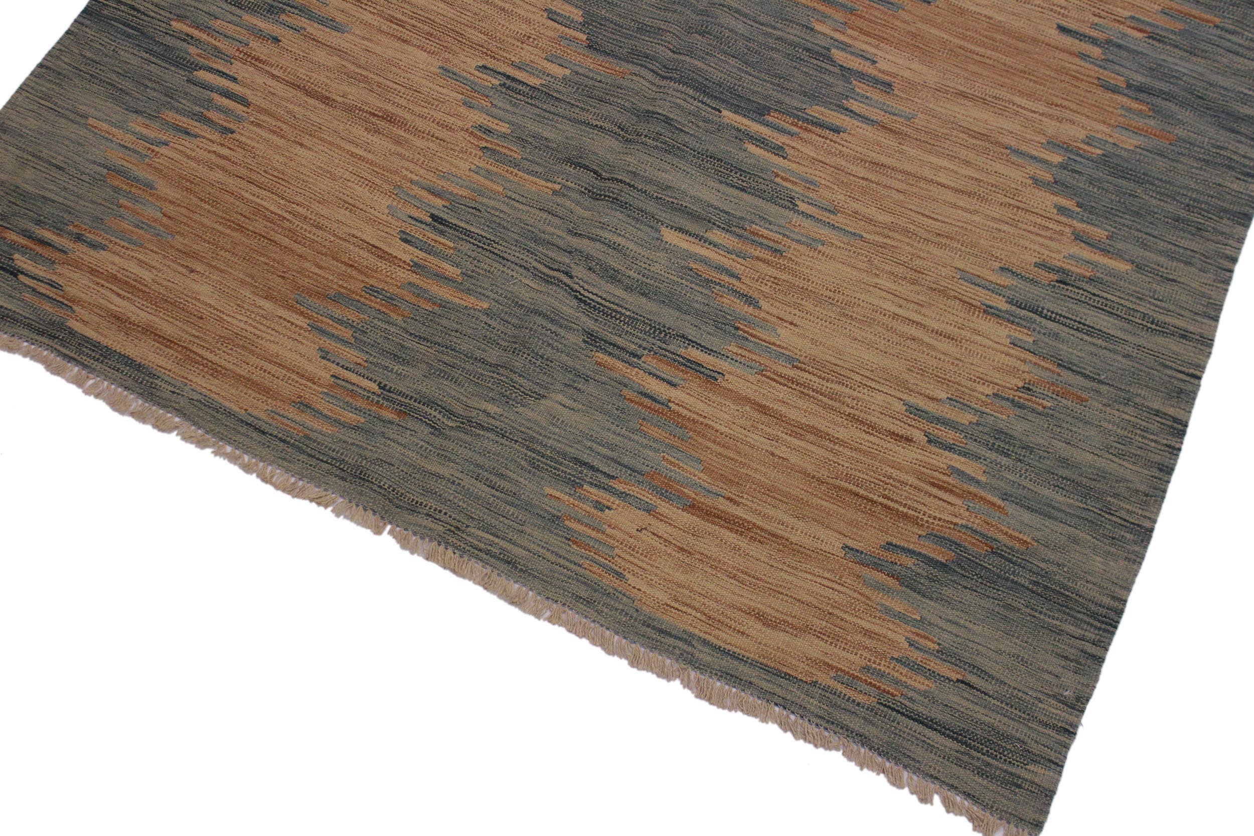 handmade Modern Kilim Grey Blue Hand-Woven RECTANGLE 100% WOOL area rug 6x8