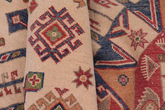 handmade Geometric Kazak Ivory Red Hand Knotted ROUND 100% WOOL area rug 6x6