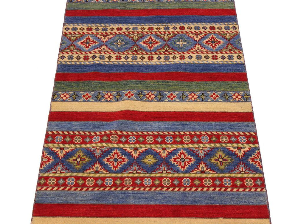 handmade Geometric Khurgeen Red Beige Hand Knotted RUNNER 100% WOOL area rug 3x10
