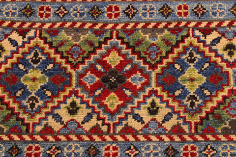 handmade Geometric Kurjean Red Beige Hand Knotted RUNNER 100% WOOL area rug 3x10