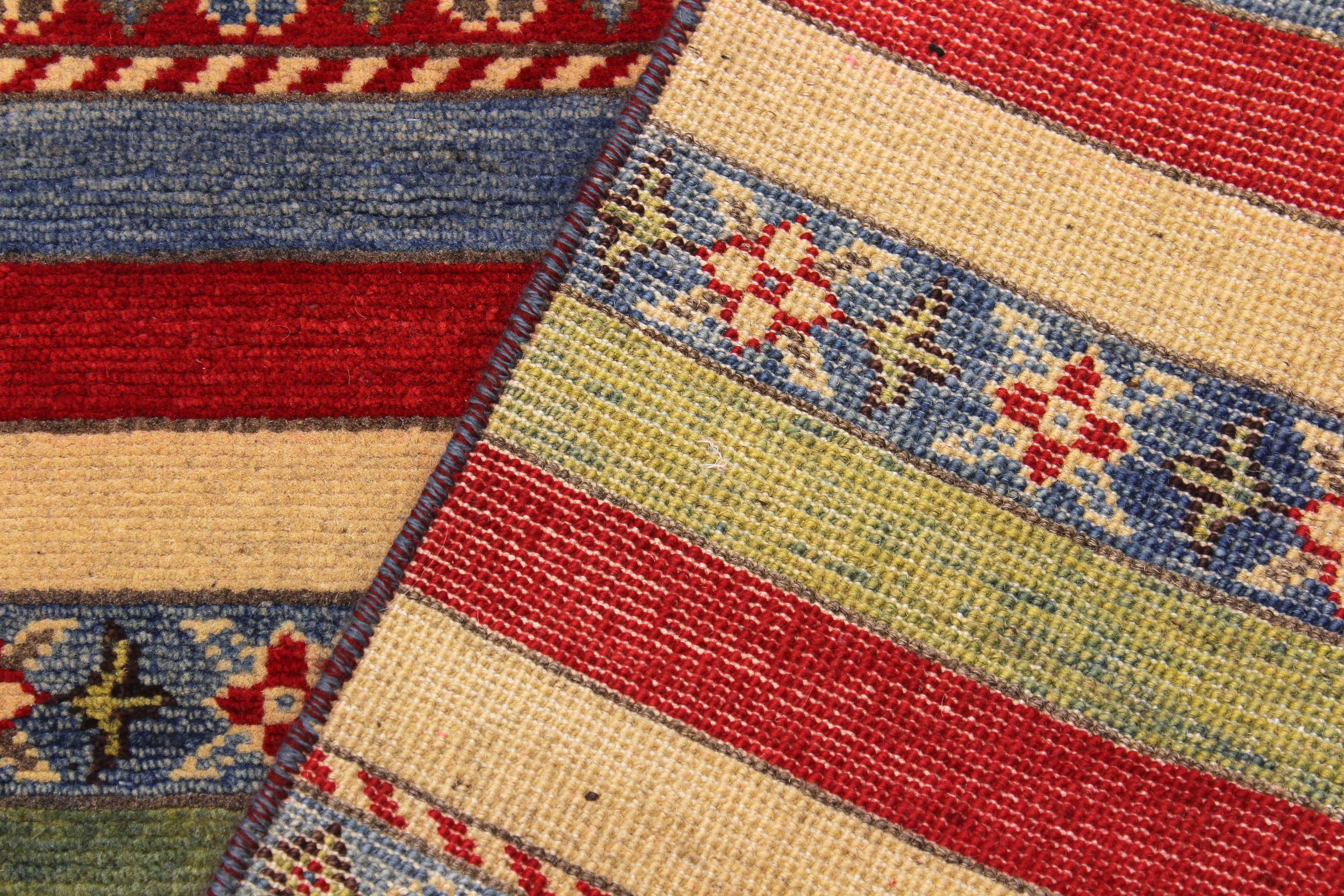 handmade Geometric Kurjean Red Beige Hand Knotted RUNNER 100% WOOL area rug 3x10