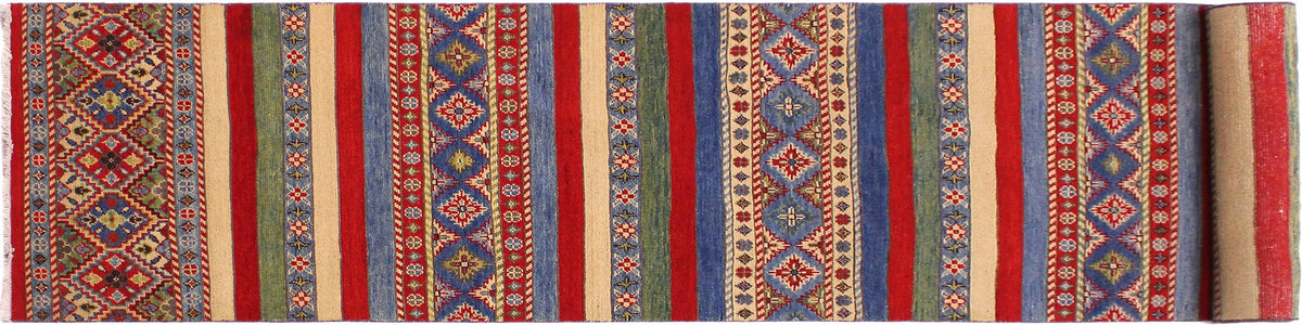 handmade Geometric Kurjean Red Beige Hand Knotted RUNNER 100% WOOL area rug 3x10