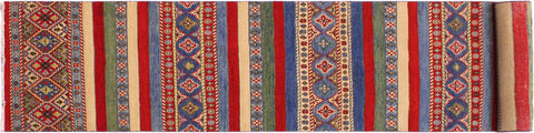 handmade Geometric Kurjean Red Beige Hand Knotted RUNNER 100% WOOL area rug 3x10