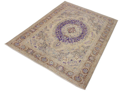 handmade Vintage Hand Painte Tan Brown Hand Knotted RECTANGLE 100% WOOL area rug 8X11