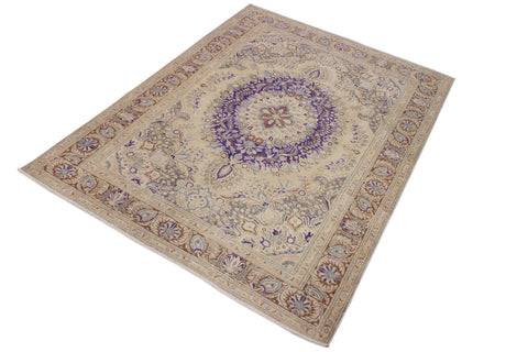 handmade Vintage Hand Painte Tan Brown Hand Knotted RECTANGLE 100% WOOL area rug 8' x 11'