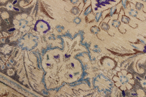 handmade Vintage Hand Painte Tan Brown Hand Knotted RECTANGLE 100% WOOL area rug 8' x 11'