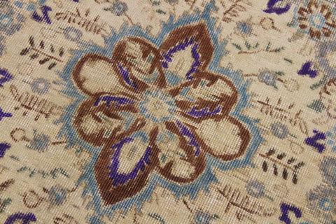 handmade Vintage Hand Painte Tan Brown Hand Knotted RECTANGLE 100% WOOL area rug 8X11