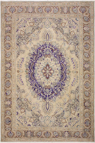 handmade Vintage Hand Painte Tan Brown Hand Knotted RECTANGLE 100% WOOL area rug 8X11