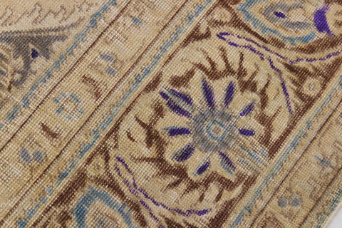 handmade Vintage Hand Painte Tan Brown Hand Knotted RECTANGLE 100% WOOL area rug 8X11