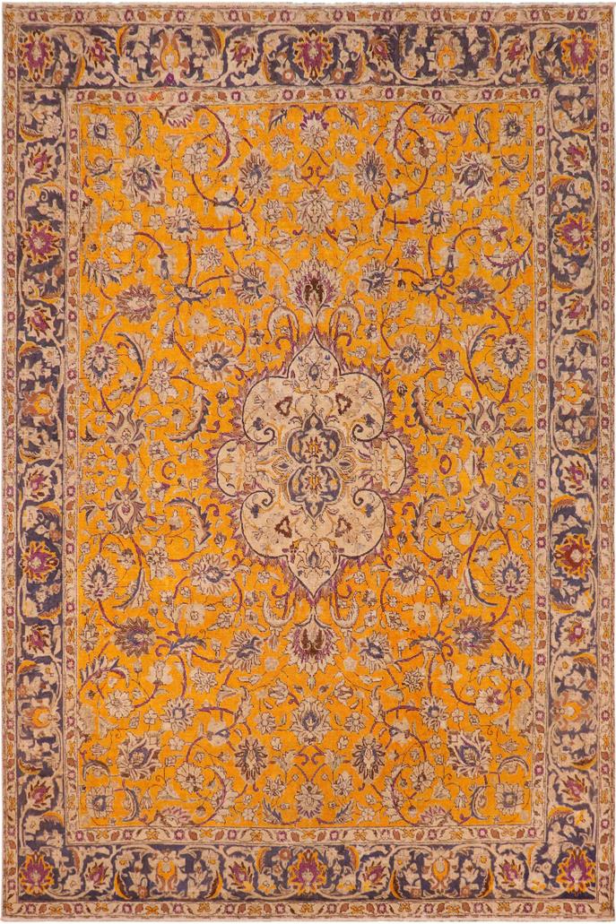 handmade Vintage Hand Painte Orange Blue Hand Knotted RECTANGLE 100% WOOL area rug 10X13