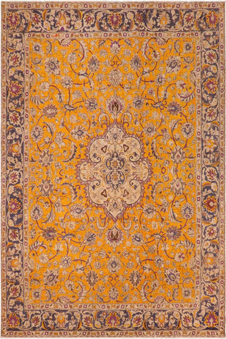 handmade Vintage Hand Painte Orange Blue Hand Knotted RECTANGLE 100% WOOL area rug 10X13