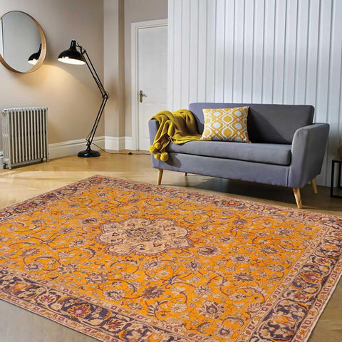 handmade Vintage Hand Painte Orange Blue Hand Knotted RECTANGLE 100% WOOL area rug 10X13