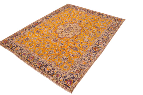 handmade Vintage Hand Painte Orange Blue Hand Knotted RECTANGLE 100% WOOL area rug 10' x 13'