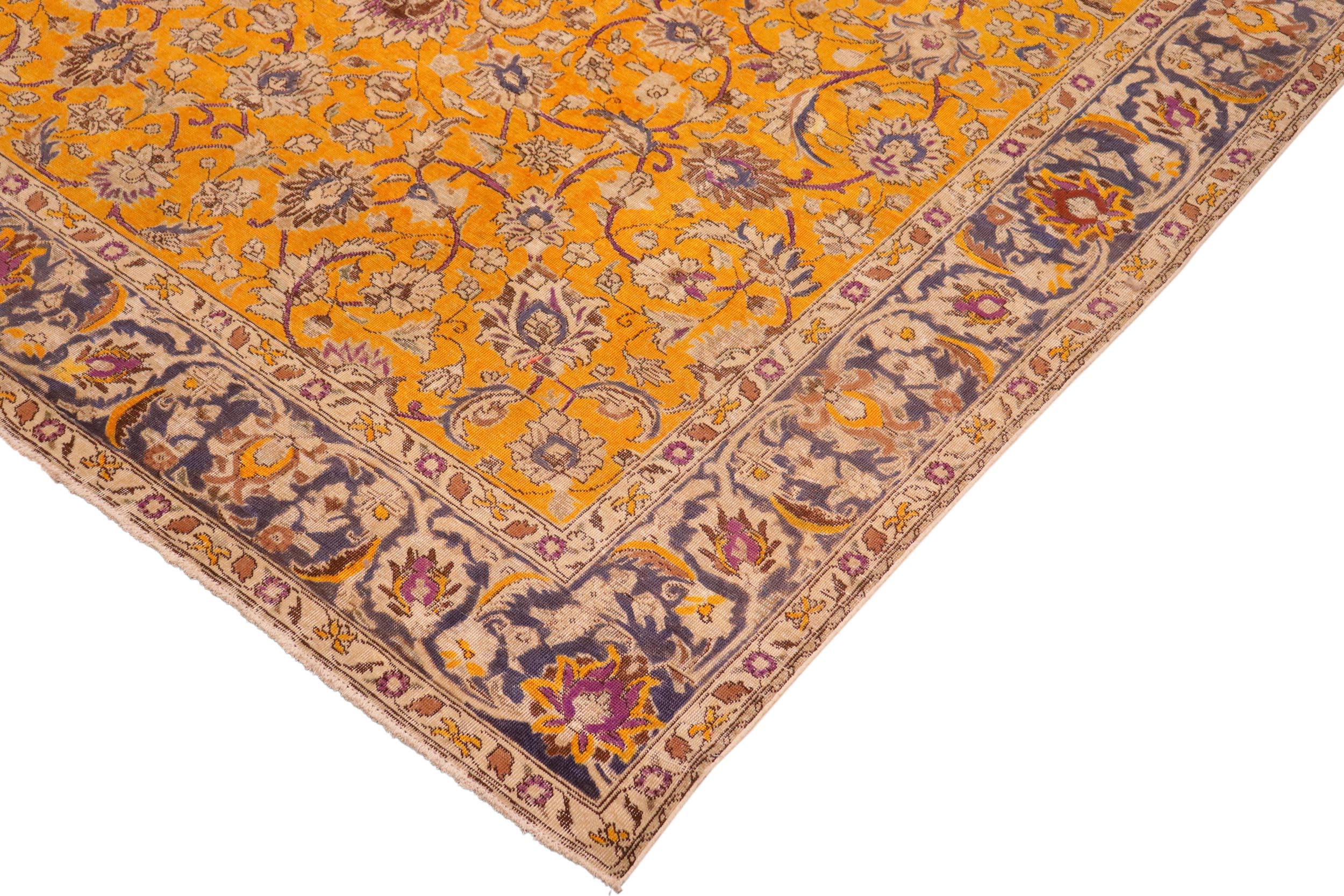 handmade Vintage Hand Painte Orange Blue Hand Knotted RECTANGLE 100% WOOL area rug 10' x 13'