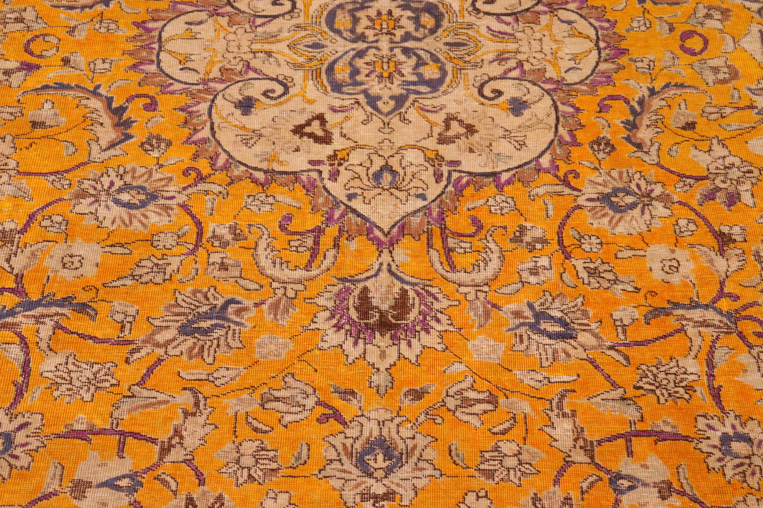 handmade Vintage Hand Painte Orange Blue Hand Knotted RECTANGLE 100% WOOL area rug 10' x 13'