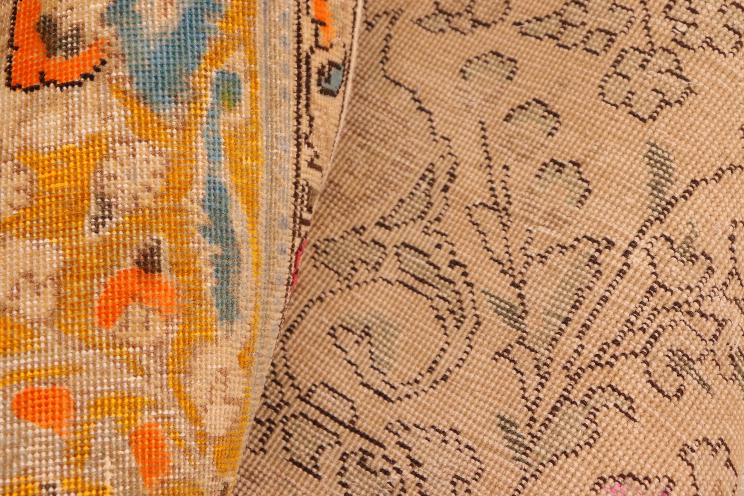 handmade Vintage Hand Painte Blue Yellow Hand Knotted RECTANGLE 100% WOOL area rug 10' x 12'