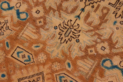 handmade Vintage Hand Painte Teal Brown Hand Knotted RECTANGLE 100% WOOL area rug 10X13