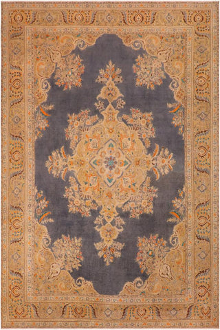 handmade Vintage Hand Painte Grey Gold Hand Knotted RECTANGLE 100% WOOL area rug 10X13