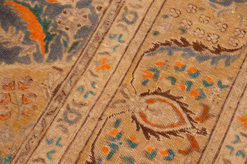 handmade Vintage Hand Painte Grey Gold Hand Knotted RECTANGLE 100% WOOL area rug 10X13