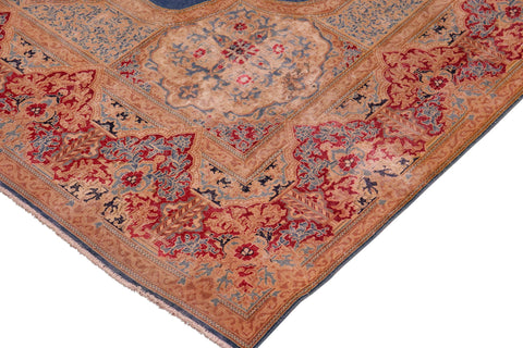 handmade Vintage Vintage Blue Pink Hand Knotted RECTANGLE 100% WOOL area rug 10' x 14'